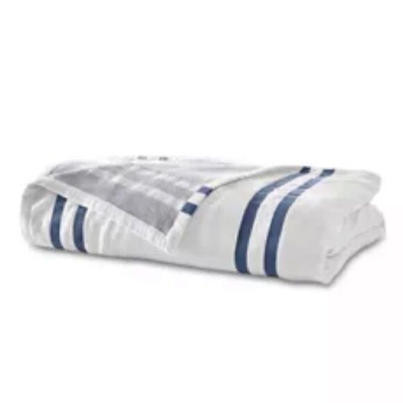 Southern Tide Suefside King Coverlet Navy Nautical Coastal Blanket - Picture 2 of 5